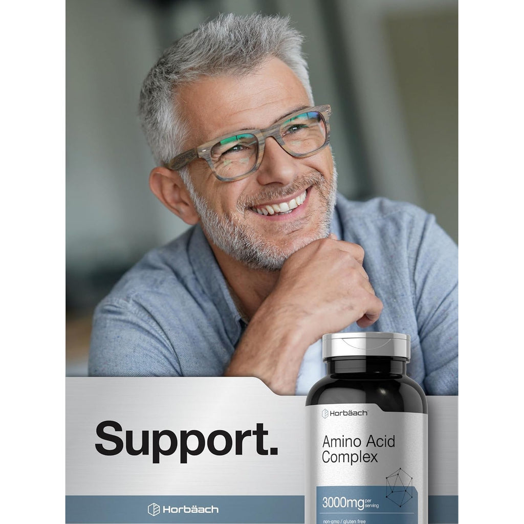 Horbäach Amino Acid Complex 3000Mg | 250 Caplets | Non-Gmo, Gluten Free Supplement