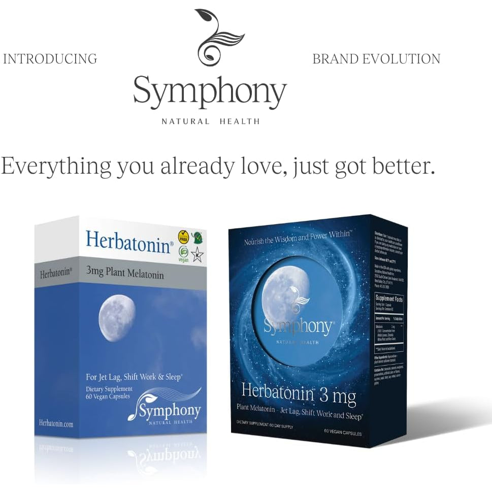 Herbatonin® 3Mg - the First Phyto-Melatonin (Natural Plant Melatonin) for Sleep Cycle, Body Clock and Circadian Rhythm Support for Jet Lag, Shift Work and Sleeplessness 60 Vegan Capsules