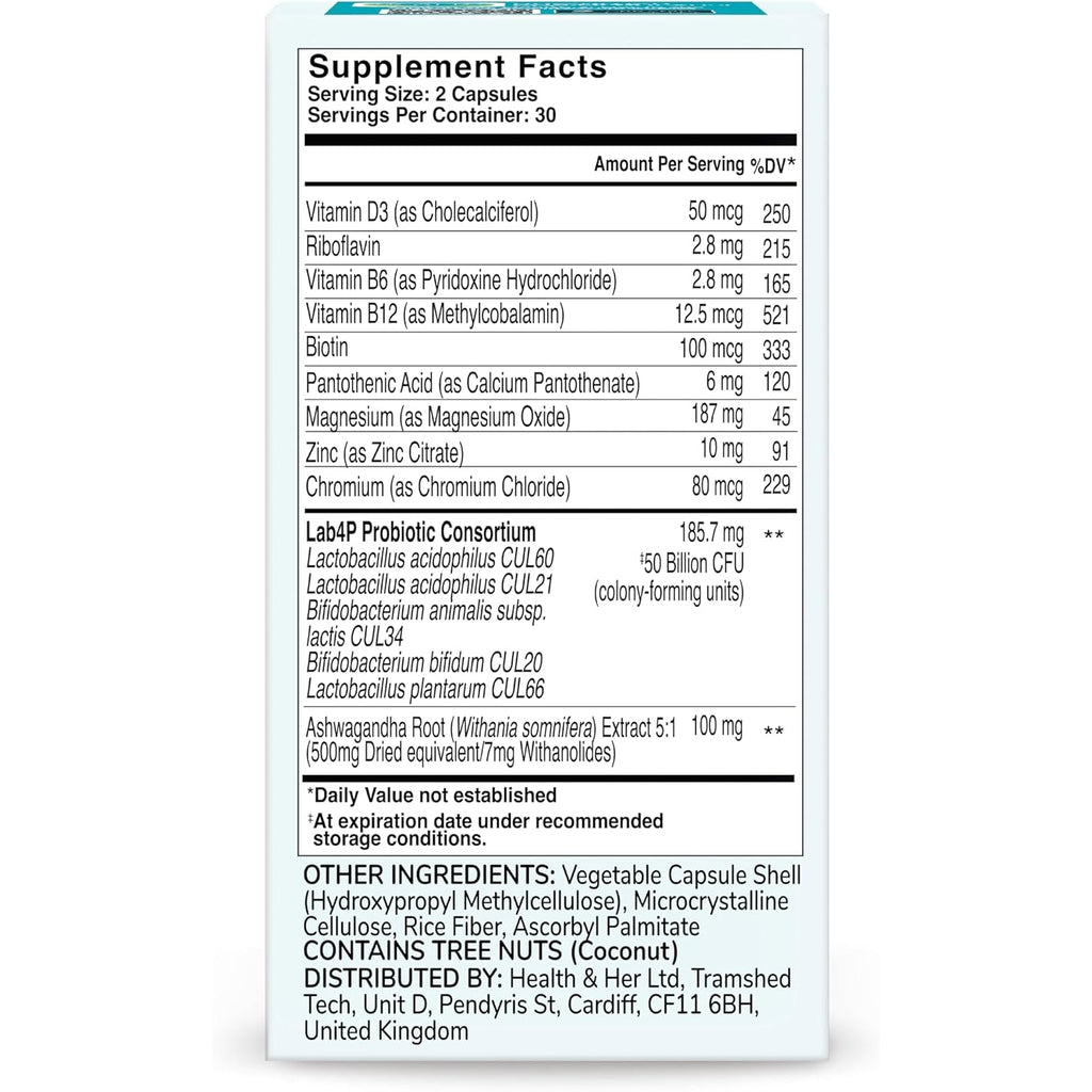 Health & Her Weight Management Probiotics for Women - Perimenopause & Menopause Supplement - Clinically Studied 50Bn CFU Probiotics to Support Gut Health, Energy, Mood & Mind, Vegan (60 Ct - 1 Month)