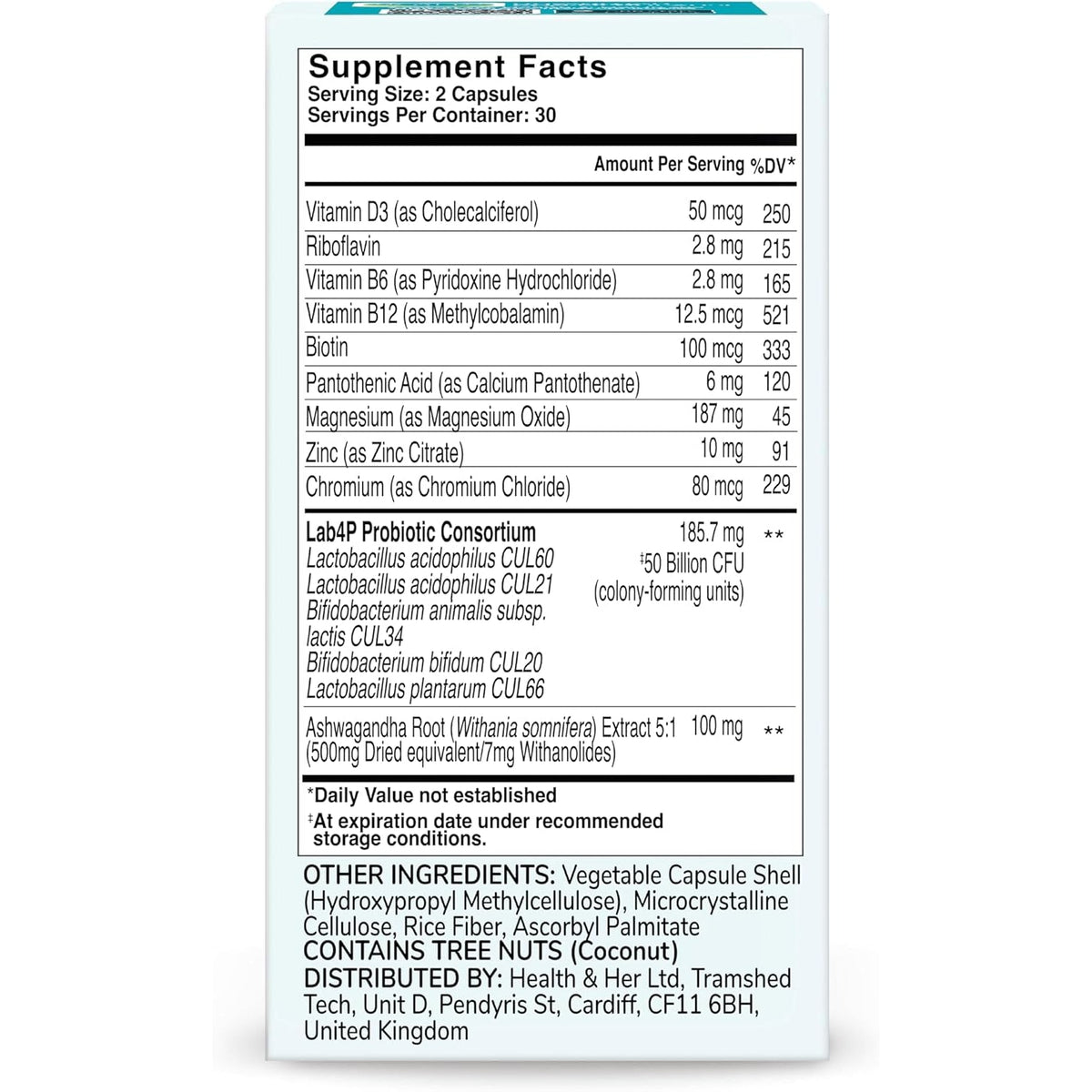 Health & Her Weight Management Probiotics for Women - Perimenopause & Menopause Supplement - Clinically Studied 50Bn CFU Probiotics to Support Gut Health, Energy, Mood & Mind, Vegan (60 Ct - 1 Month)