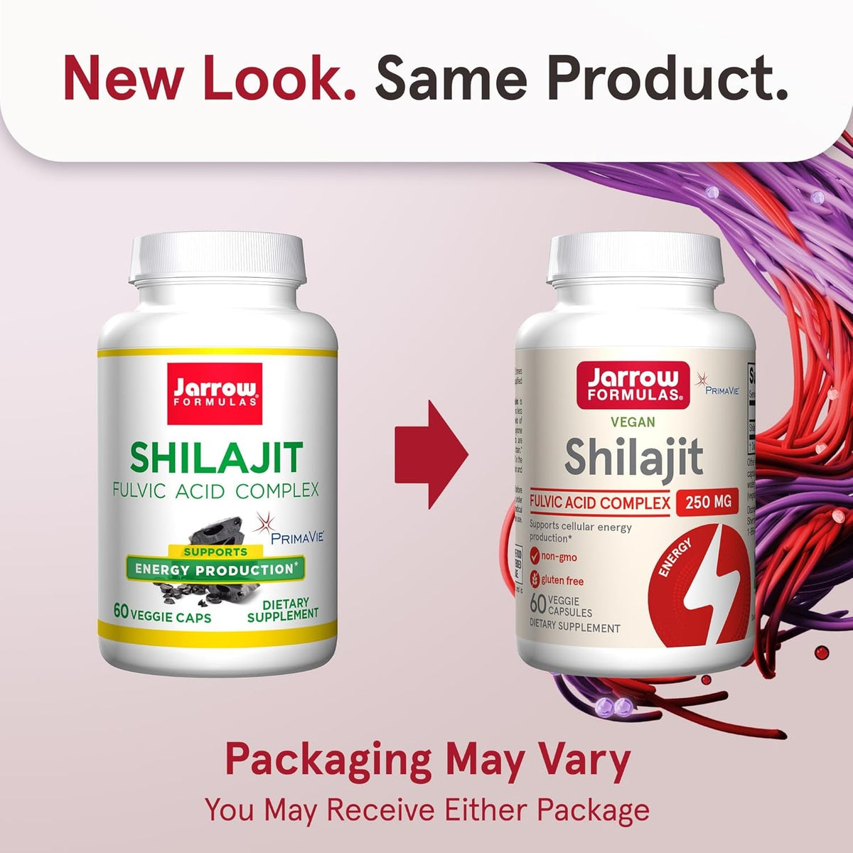 Jarrow Formulas® Shilajit 250 Mg, Dietary Supplement, Shilajit Acid Complex for Cellular Energy Production, 60 Veggie Capsules, 60 Day Supply