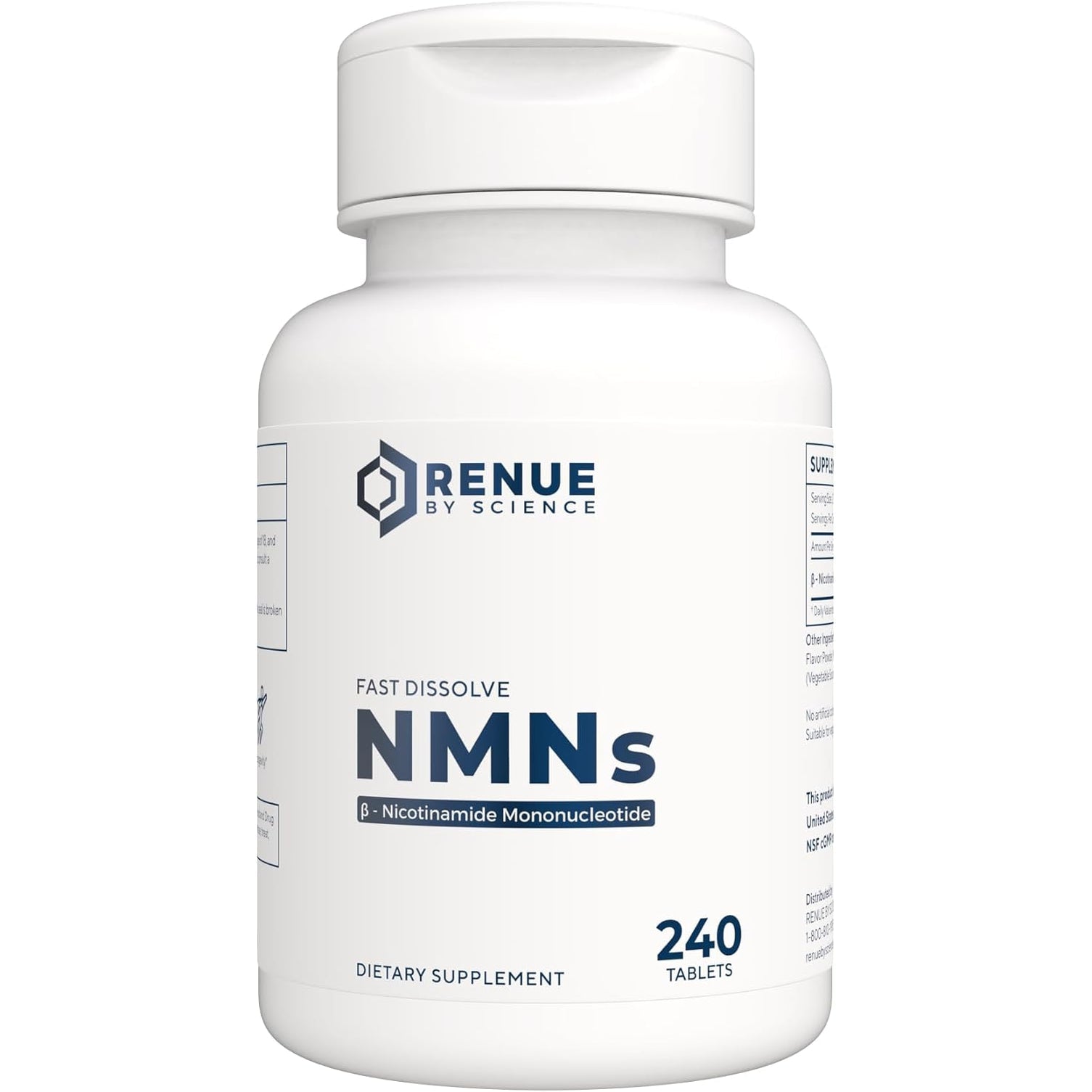 Renue by Science NMN Supplement | 240 Chewable Vegetarian Tablets - 250Mg Nicotinamide Mononucleotide per Serving | Lemon Flavour - Manufactured in the USA Third-Party Tested