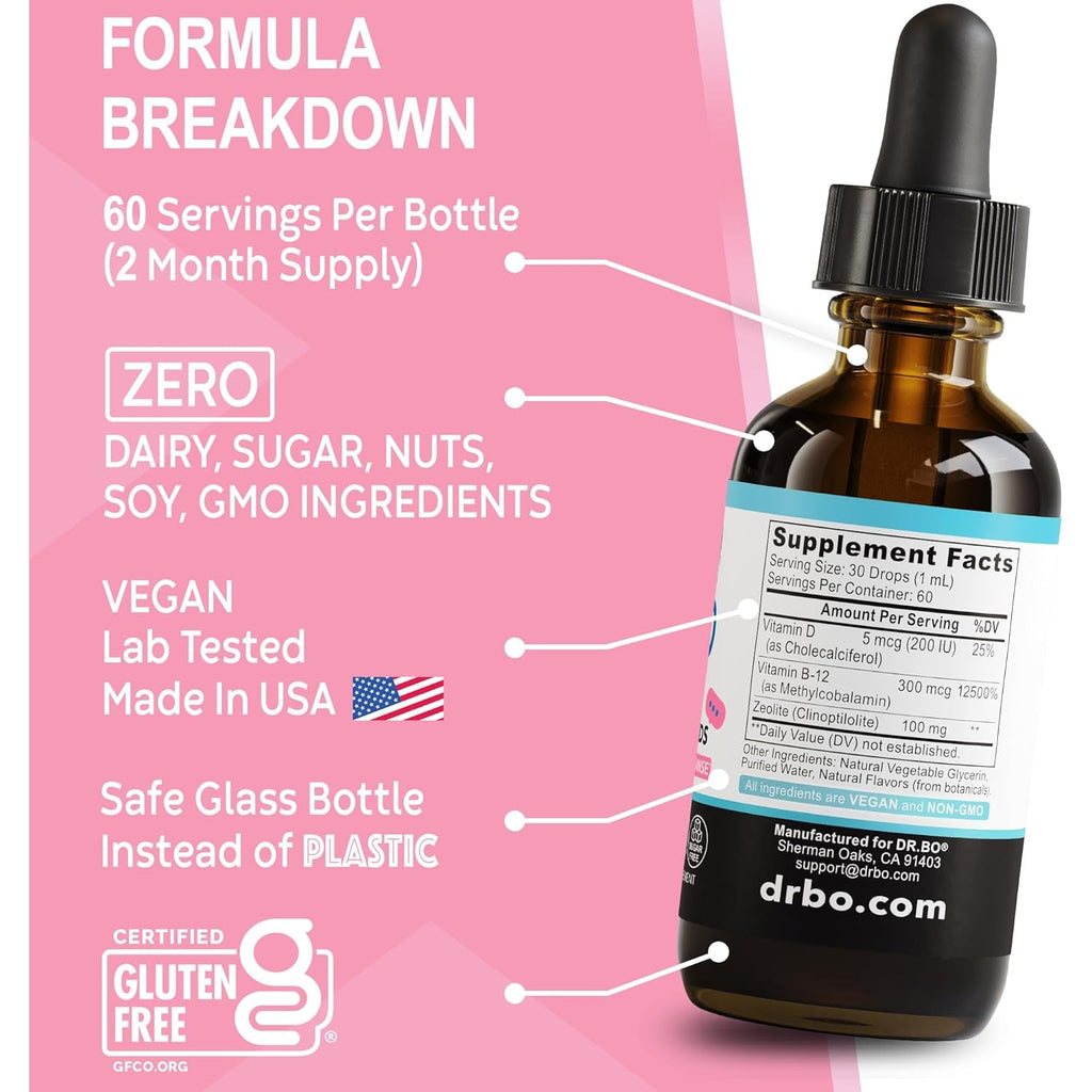 Zeolite Detox for Kids Lingo Drops - Natural Lingo Zeolite Drops for Kids Methylated B12 & D3 Advanced Clinoptilolite - Pure Extra Clinoptilolite Leap Liquid Detox Body Cleanse Supplement Ages 3+, 2Oz