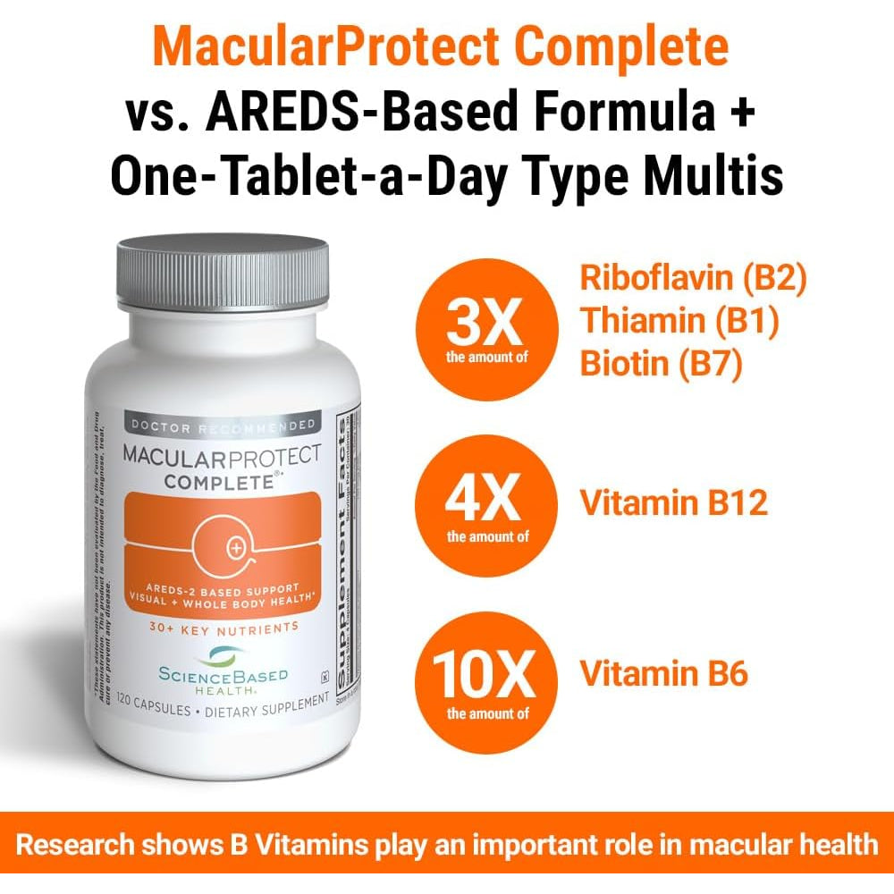 Sciencebased Health Macularprotect Complete – AREDS 2 Eye Health Supplement & Daily Multivitamin – 30+ Nutrients with Lutein & Zeaxanthin – Supports Vision & Whole Body Health – 120 Capsules