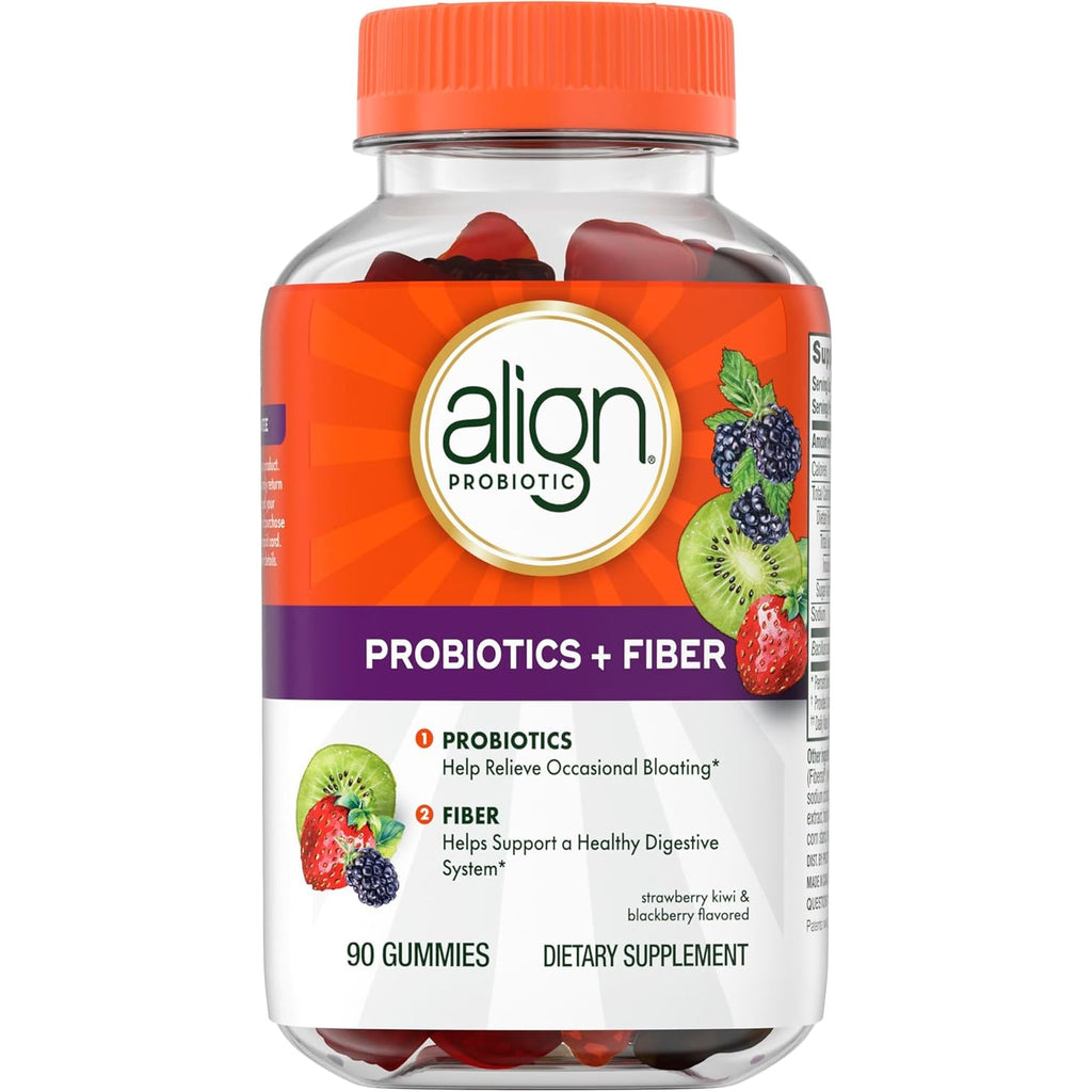 Align Probiotic, Probiotics + Fiber Gummies, Probiotics Help Relieve Occasional Bloating*, Fiber Helps Support a Healthy Digestive System*, #1 Doctor Recommended Probiotic Brand‡, 90 Gummies