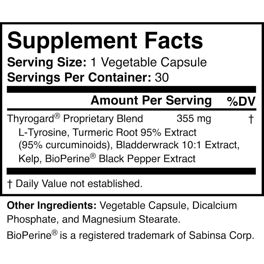 Thyrogard - Natural Thyroid Support Supplement - Non-Gmo, Vegan, Gluten-Free