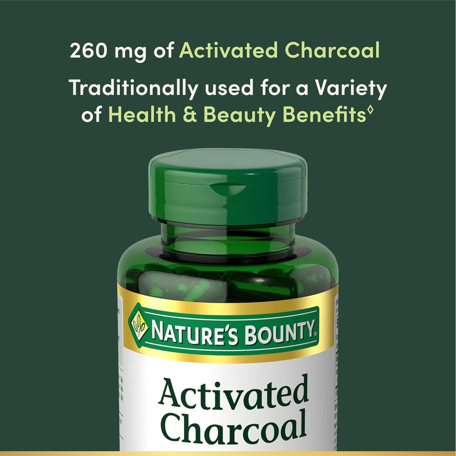 Nature'S Bounty Activated Charcoal 260 Mg, 100 Capsules, Dietary Supplement to Support a Healthy Lifestyle
