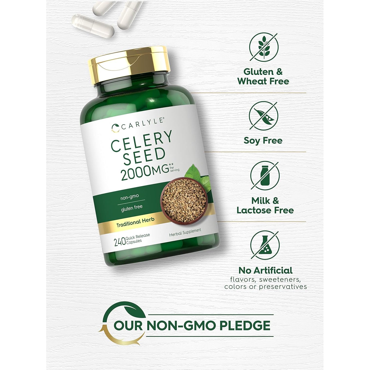 Carlyle Celery Seed Extract Capsules | 240 Count | Traditional Herb Supplement | Non-Gmo and Gluten Free Formula