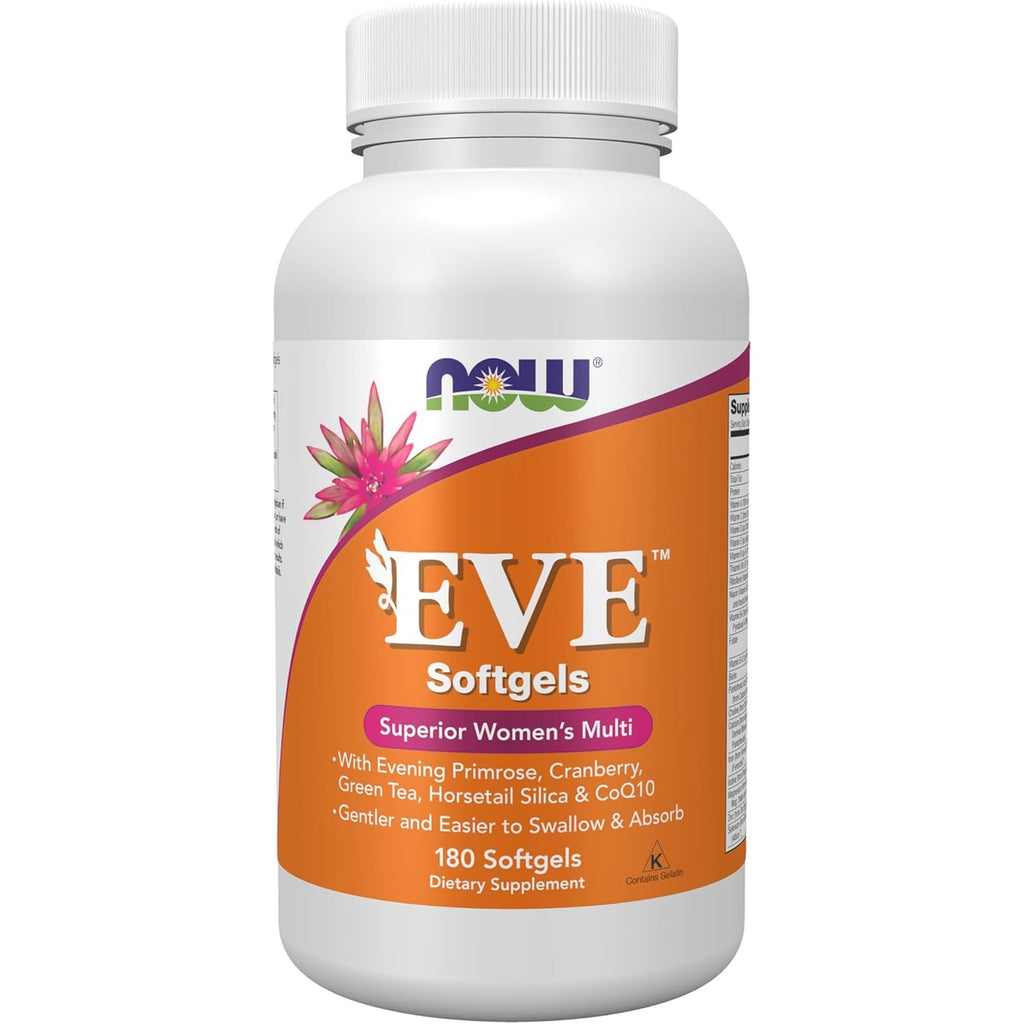 NOW Foods Supplements, Eve™ Women'S Multivitamin with Evening Primrose, Cranberry, Green Tea, Horsetail Silica & Coq10, 180 Softgels