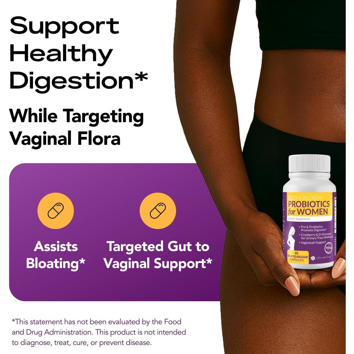 Complete Vaginal Probiotics for Women - W/Added Cranberry, D-Mannose to Promote Urinary Tract, Bladder, Gut & Vaginal Health - Ph Balance for Women - Support UTI, BV, YI - 60 Vegan Capsules