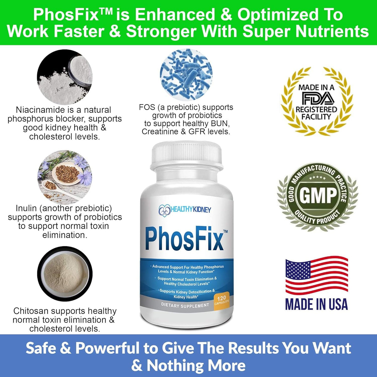 Phosfix 120 Pills Phosphorus Binder with Chitosan for Supporting Normal Phosphorus Levels and Kidney Health. Renal Supplement Optimal Health