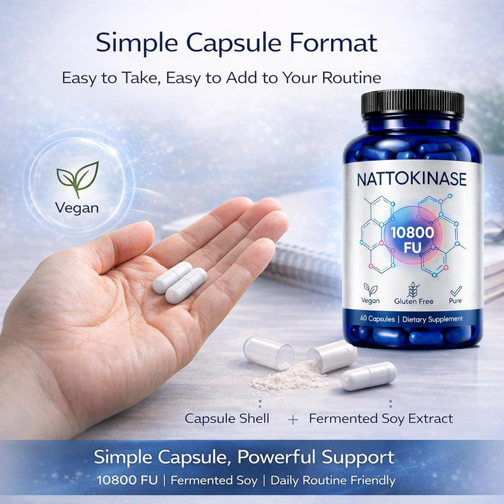Nattokinase 10800 FU Enzyme Supplement, Ultimate Nattokinase with Fermented Soy Extract Standardized Activity – Plant Based Daily Capsule for Wellness Routine and Active Lifestyle Support (1)