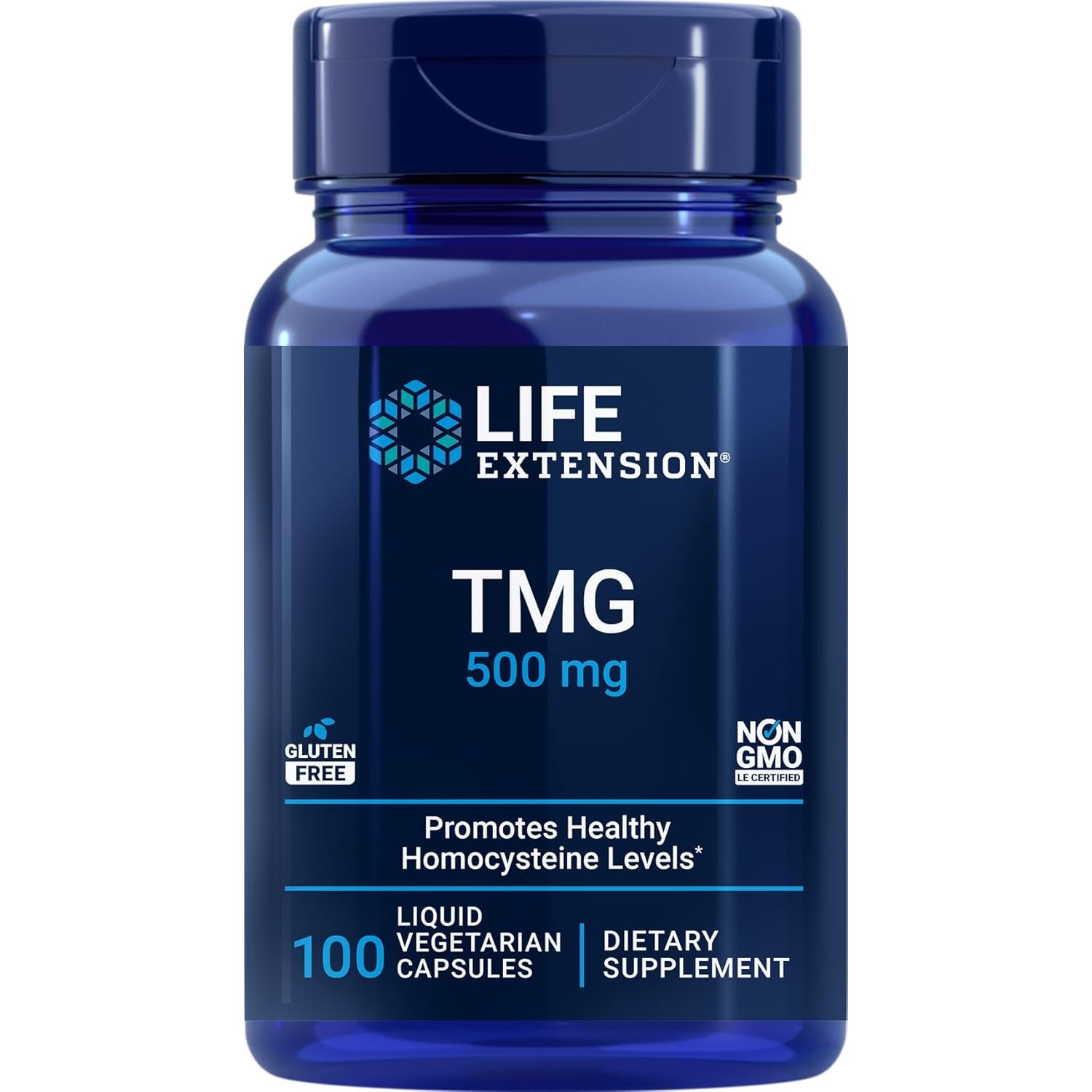 Life Extension TMG 500Mg, 100 Liquid Veg Caps - Trimethylglycine (Glycine Betaine) Supplement - Gluten Free, Non-Gmo, Vegetarian