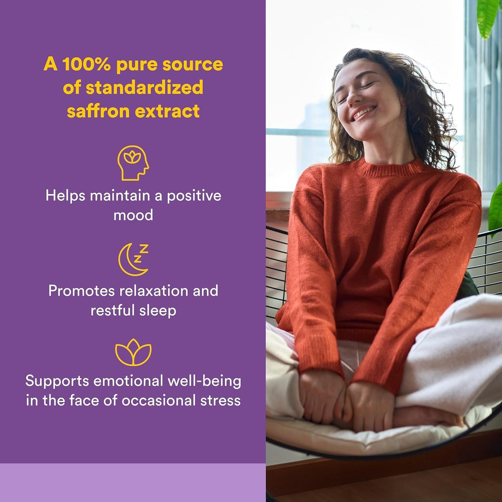 Natural Factors 100% Pure Saffron Extract - Supports Restful Sleep & Calm Outlook - Natural Herbal Supplement for Relaxation Support - 30 Vegetarian Capsules (30 Servings)