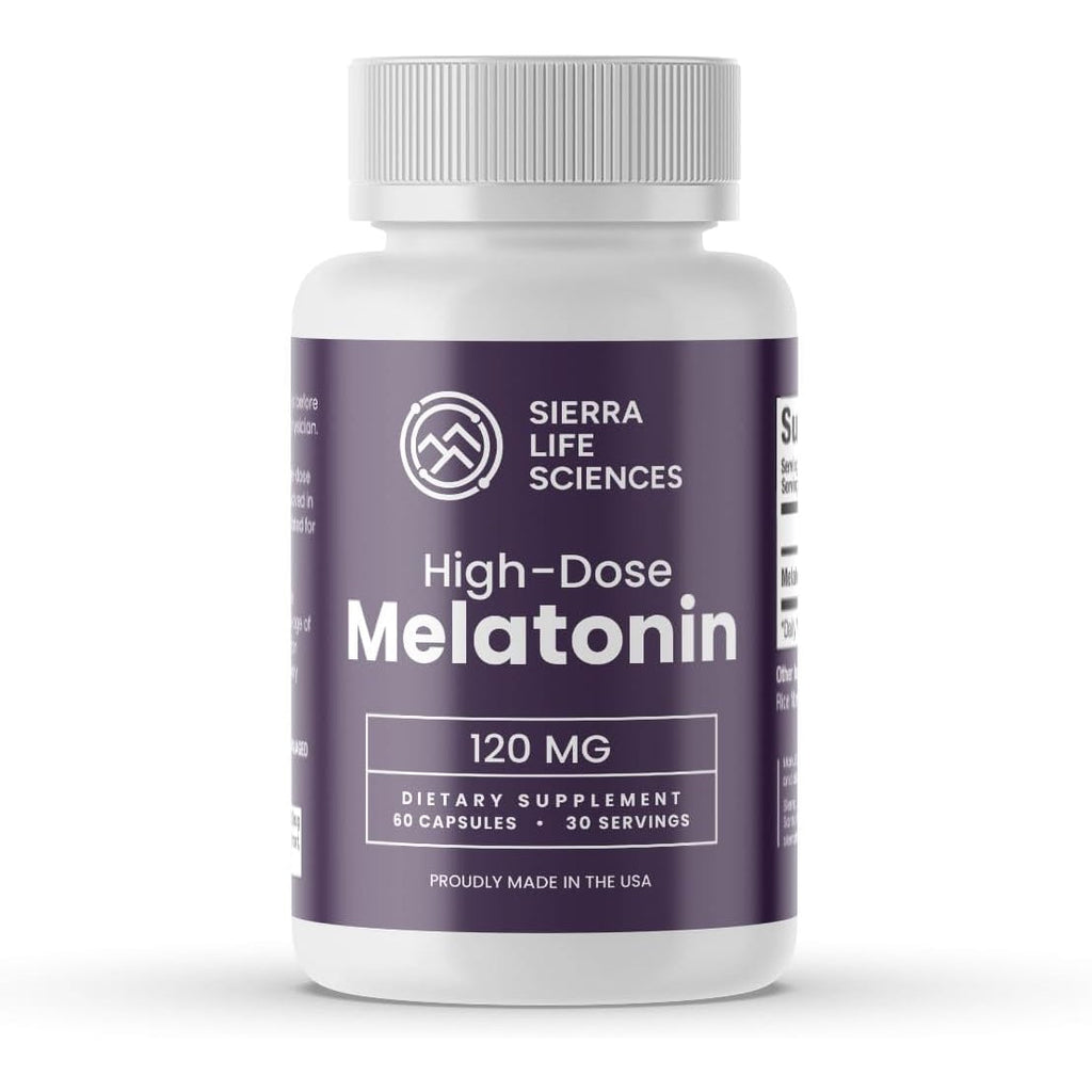 120 Mg High Dosage Melatonin Supplement - Extra Strength High Potency Sleep Support, Vegan Non-Gmo, Made in USA, Easy-To-Swallow Capsules 60 Count (30 Servings)