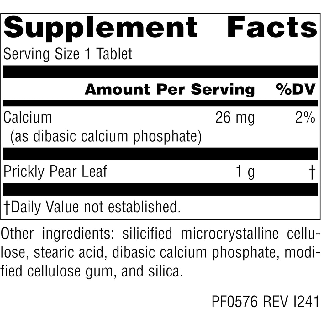 Planetary Herbals Full Spectrum Nopal Cactus, Prickly Pear Cactus, 1000 Mg, with Prickley Pear Leaf - 120 Tablets