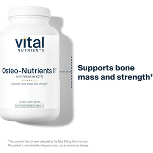Vital Nutrients Osteo-Nutrients II - Vitamin K2 + D3, Calcium, Boron, and Magnesium for Bone Strength* - Healthy Heart Support - Vegetarian Supplement - Gluten, Dairy, Soy Free - 240 Capsules
