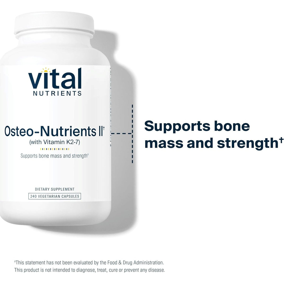 Vital Nutrients Osteo-Nutrients II - Vitamin K2 + D3, Calcium, Boron, and Magnesium for Bone Strength* - Healthy Heart Support - Vegetarian Supplement - Gluten, Dairy, Soy Free - 240 Capsules