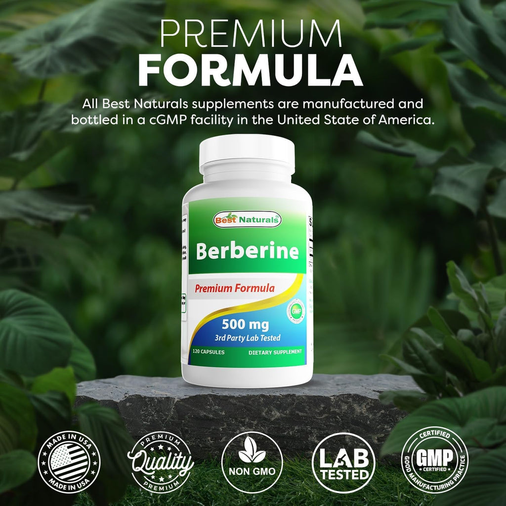 Best Naturals Berberine 500Mg 120 Capsules - Supports Immune Function, Cardiovascular & Gastrointestinal Function (120 Count (Pack of 1))