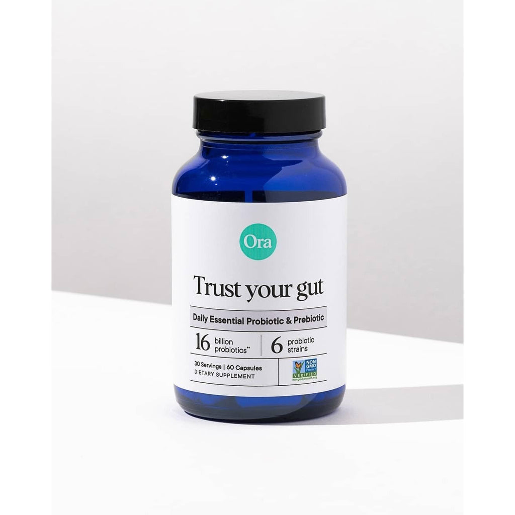 Ora Organic Probiotics with Prebiotics for Digestive Health 16 Billion CFU - Trust Your Gut - Strains - Acidophilus Lactobacillus Breve Bifidum Lactis