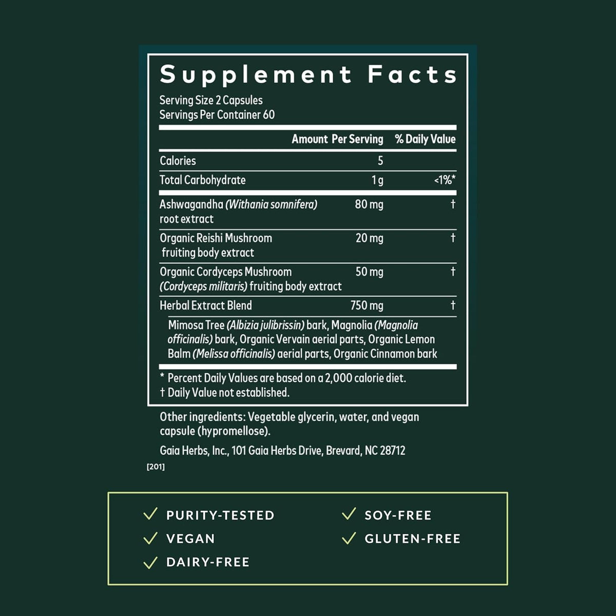 Gaia Herbs Adrenal Health Nightly Restore - Herbal Supplement with Ashwagandha, Magnolia Bark, Cordyceps, Lemon Balm & More* - 120 Vegan Liquid Phyto-Caps (60 Servings)