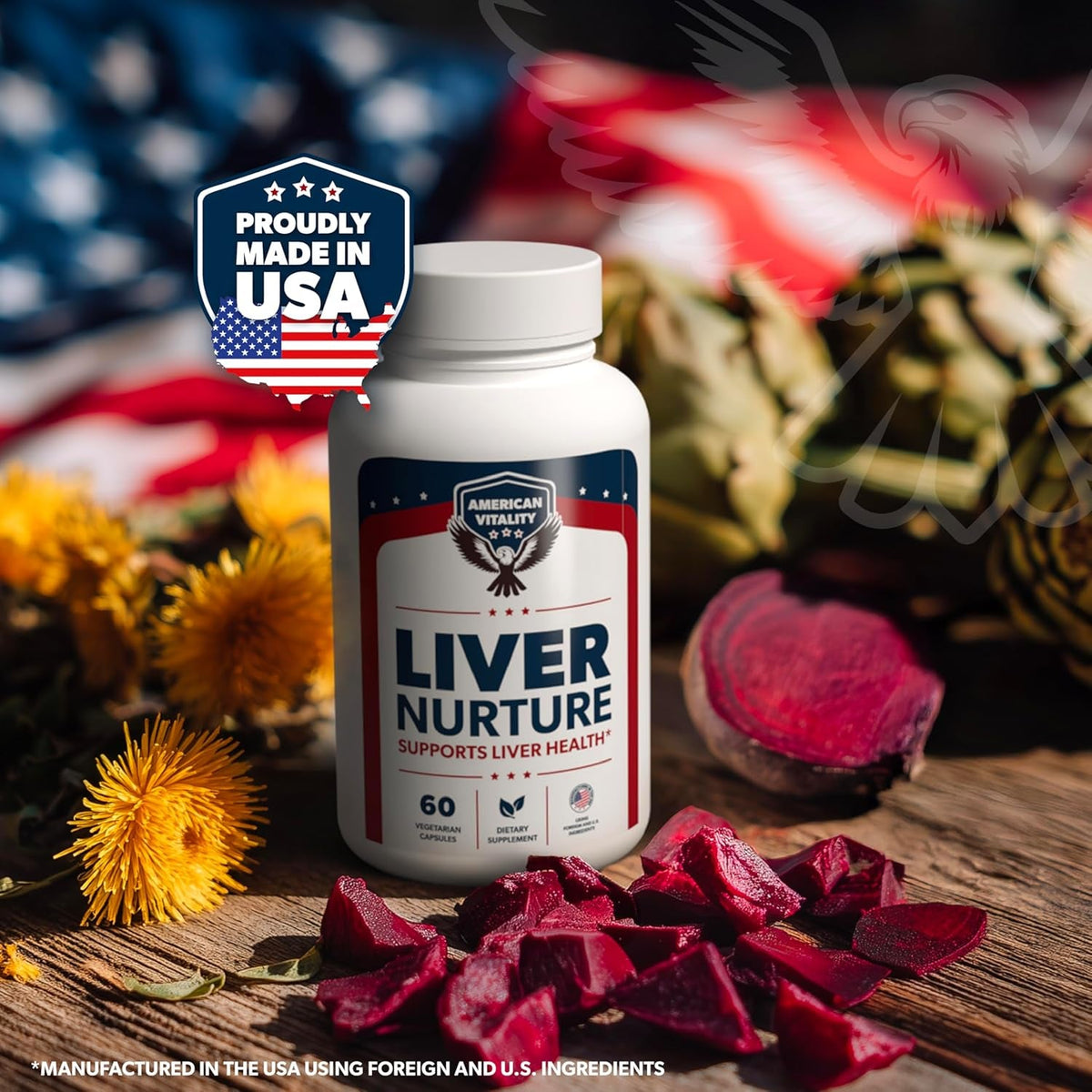Liver Nurture - Liver Supplement Formula with Milk Thistle, Artichoke, Dandelion, Beet Root, Turmeric & More - Liver Support Supplements - 60 Capsules