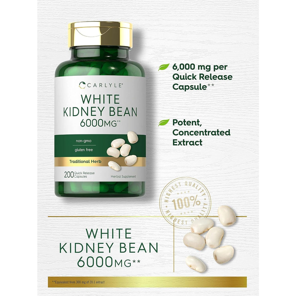 Carlyle White Kidney Bean | 200 Count | Non-Gmo & Gluten Free Extract