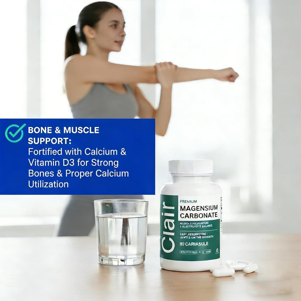 Clair Magnesio Premium, Premium Magnesium Glycinate, Non-Gmo Ingredients, Daily Routine, Vegan-Friendly 90 Capsules