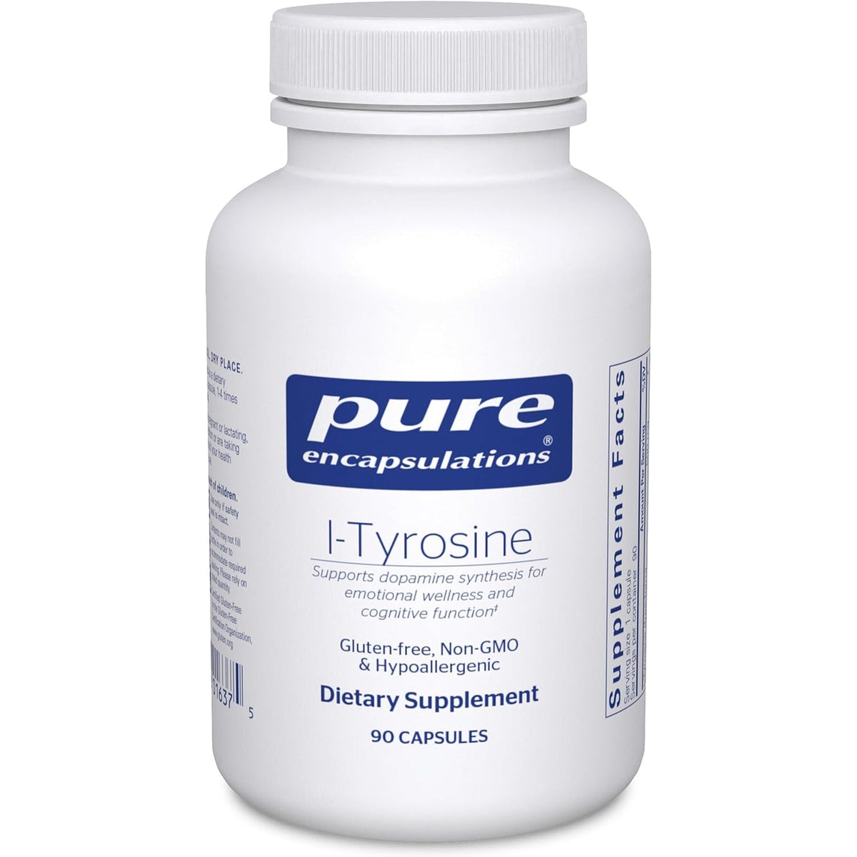 Pure Encapsulations L-Tyrosine - Amino Acid Supplement - for Brain Support, Dopamine & Thyroid Function* - Vegan & Non-Gmo - 90 Capsules