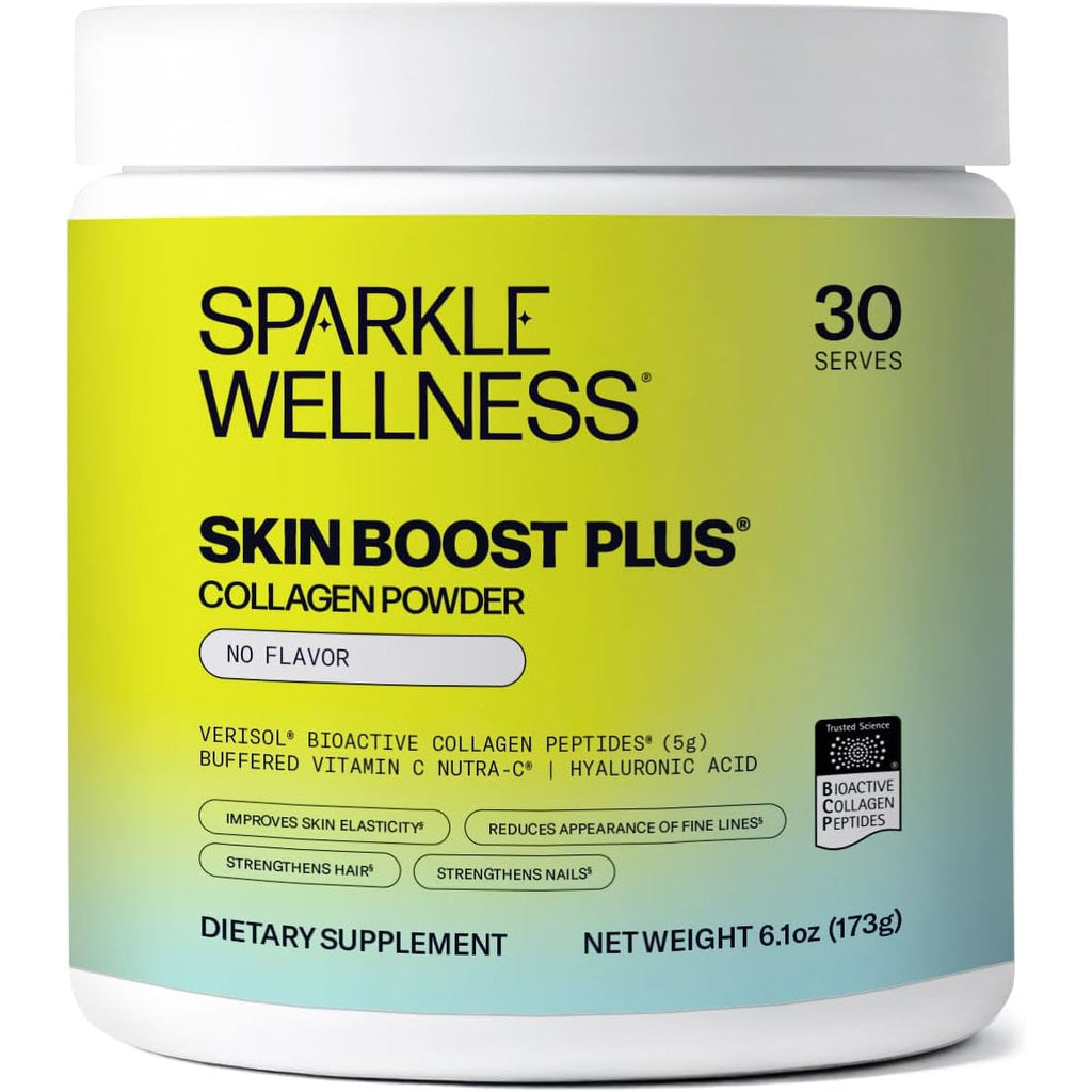 Sparkle Wellness VERISOL Bioactive Hydrolyzed Collagen Peptides | Collagen Powder Supplement with Vitamin C & Hyaluronic Acid for Hair, Skin, and Nail Health | Skin Boost plus (No Flavor) [30-Serves]