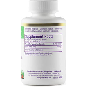 Paradise Herbs, Organic Maqui Berry Extract, 400 Mg, Fresh, Freeze-Dried Concentrate for Superior Potency, Non-Gmo, Vegan, 60 Capsules