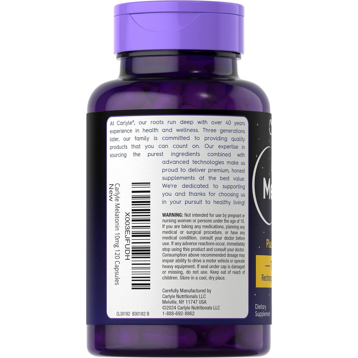 Carlyle Melatonin 10Mg | 120 Capsules | with Ashwagandha | Triple Strength Formula | Non-Gmo, Gluten Free Supplement