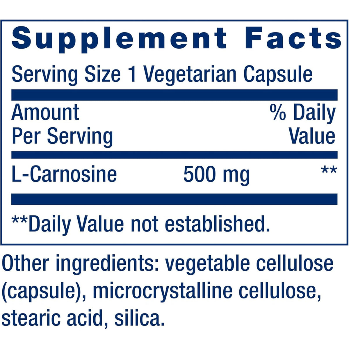 Life Extension Carnosine, Healthy Aging, Exercise Recovery, Gluten-Free, Non-Gmo, Vegetarian, 60 Capsules