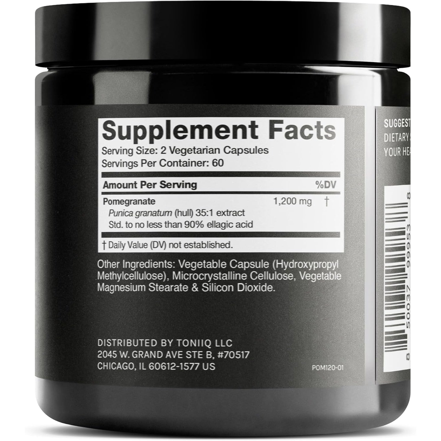 Toniiq Pomegranate Extract - Ultra High Potency 35:1 Extract with 90% Ellagic Acid - Highly Concentrated - Third-Party Lab Tested - 120 Capsules