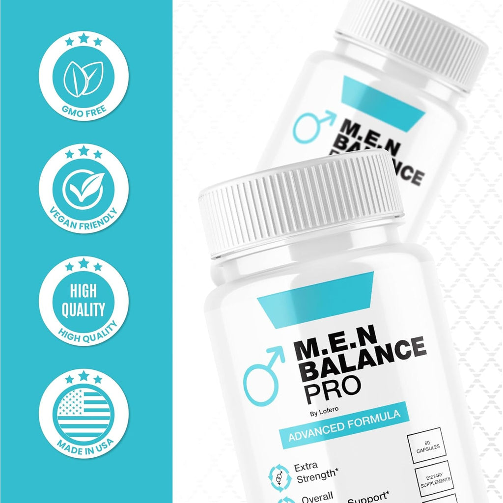 MEN Balance Pro Capsules, M.E.N Max Triple Action Formula Capsulas Pills Mens Multivitamins Premium Natural Advanced Maximum Strength Pastillas Health Wellness Supplement Support Reviews (60 Capsules)