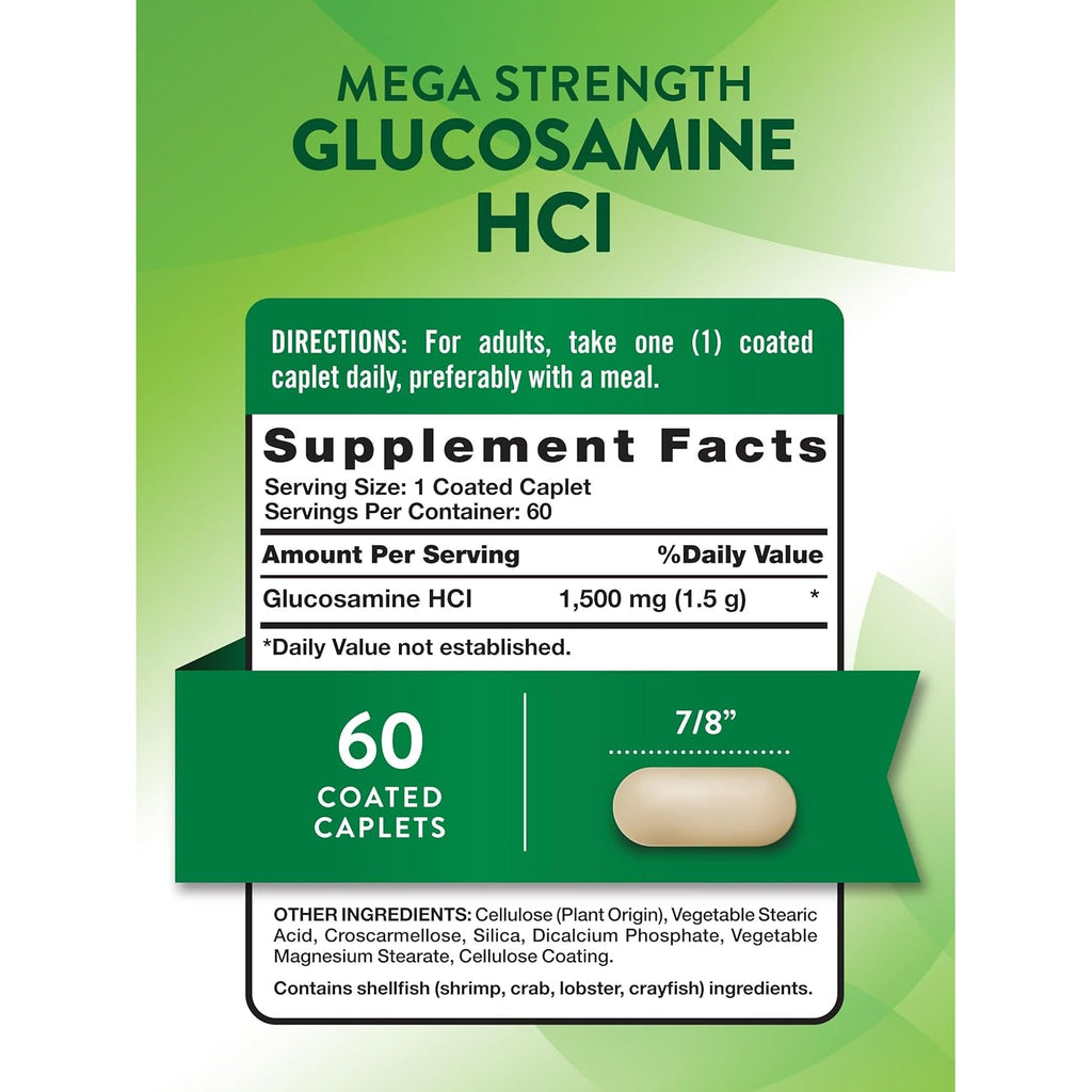 Nature'S Truth Glucosamine HCI 1500Mg | 60 Caplets | Mega Strength | Non-Gmo & Gluten Free Supplement