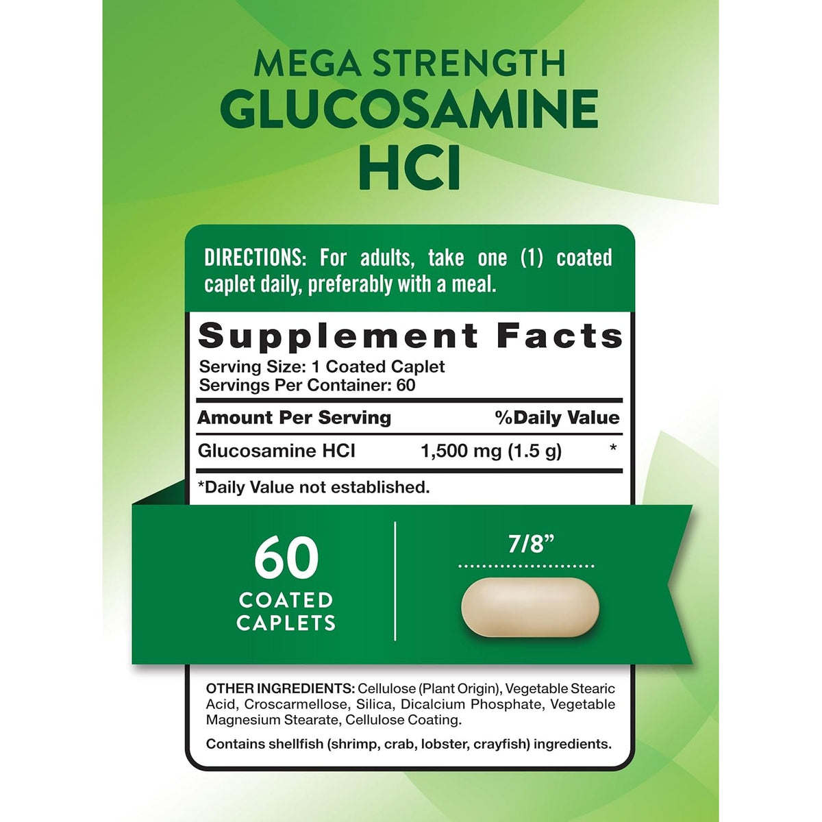 Nature'S Truth Glucosamine HCI 1500Mg | 60 Caplets | Mega Strength | Non-Gmo & Gluten Free Supplement