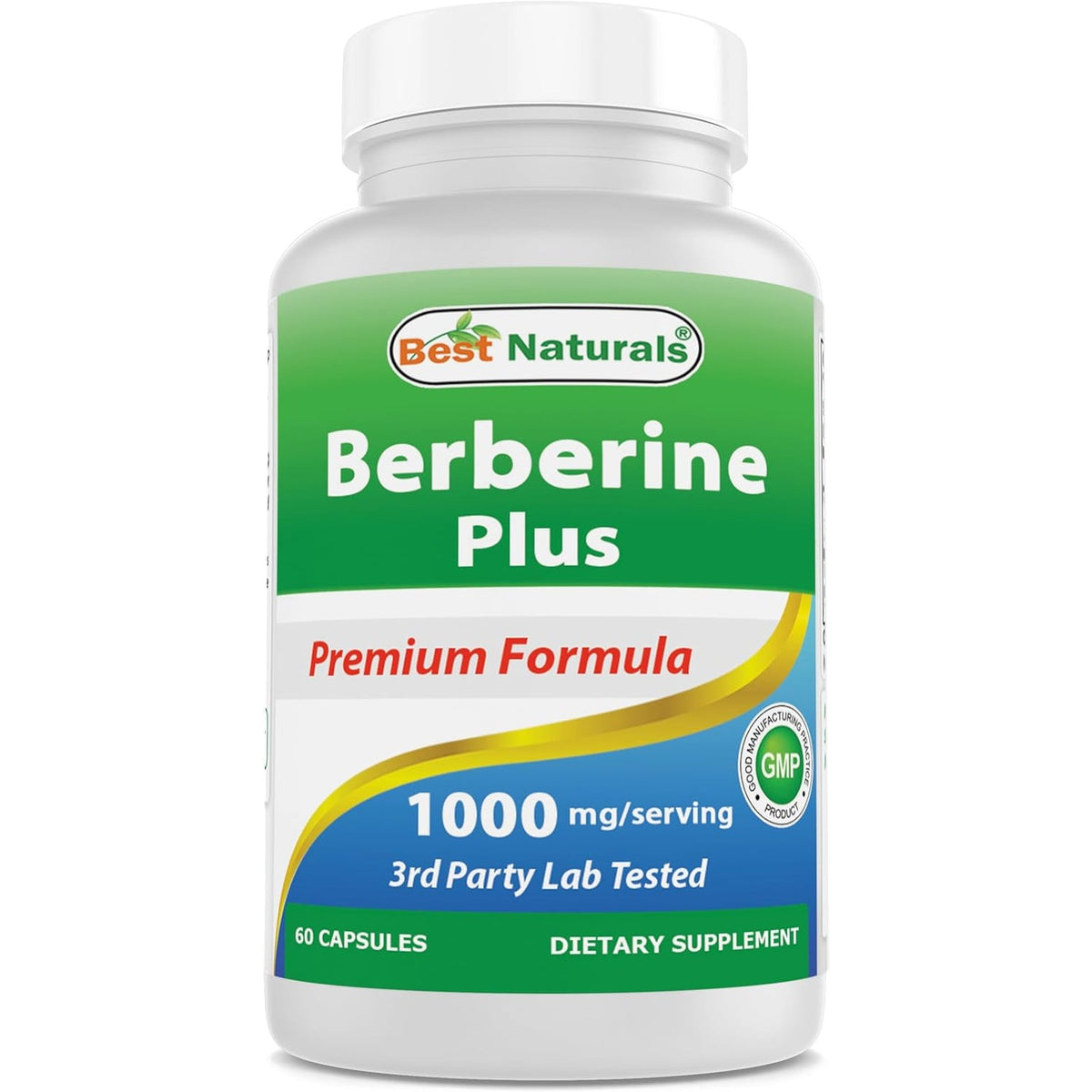 Best Naturals Berberine plus 1000Mg per Serving, (Non-Gmo) 60 Capsules - Contains Berberine HCL 1000Mg, Vitamin C 120Mg & Zinc Gluconate 30 Mg