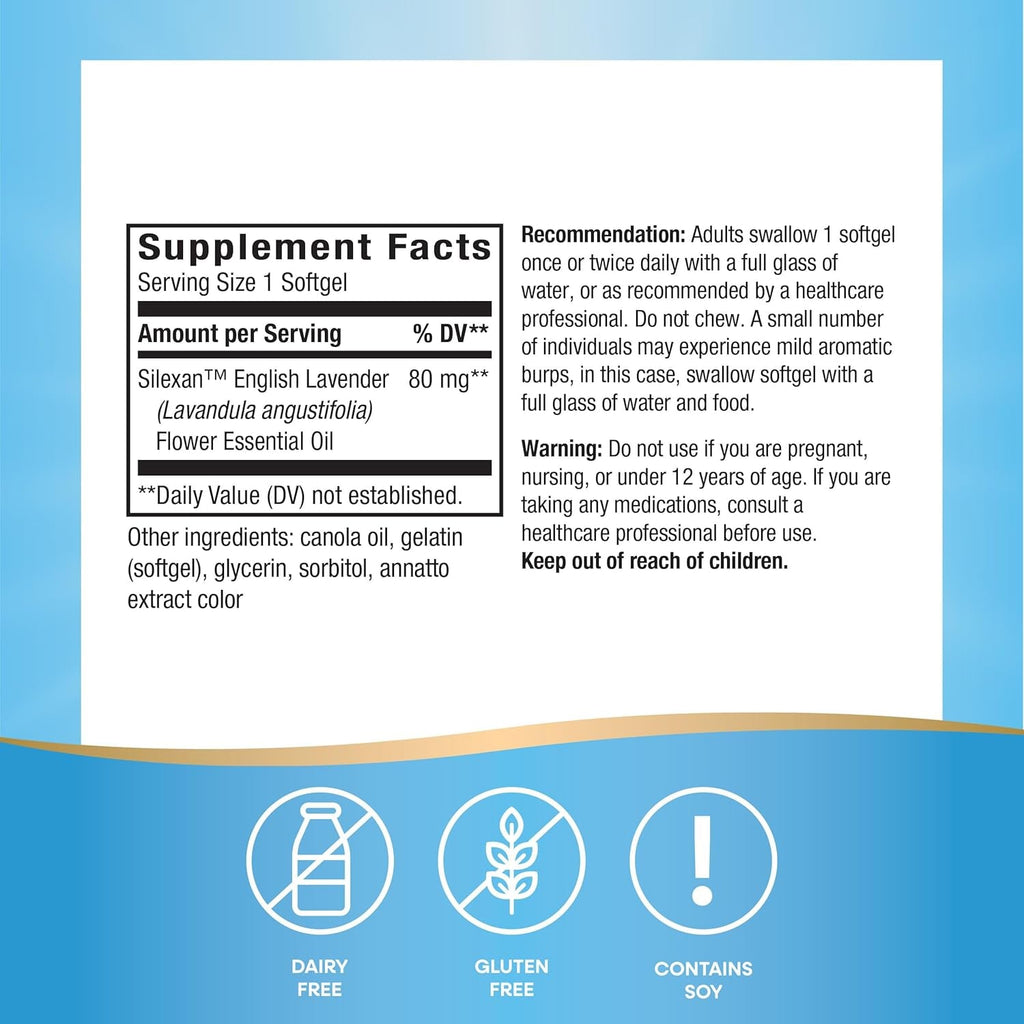 Nature'S Way Calmaid Lavender Oil Supplement for Calm & Stress Support*, Clinically Studied Silexan Lavender Oil, Non-Drowsy, Daily Softgels, 30 Count