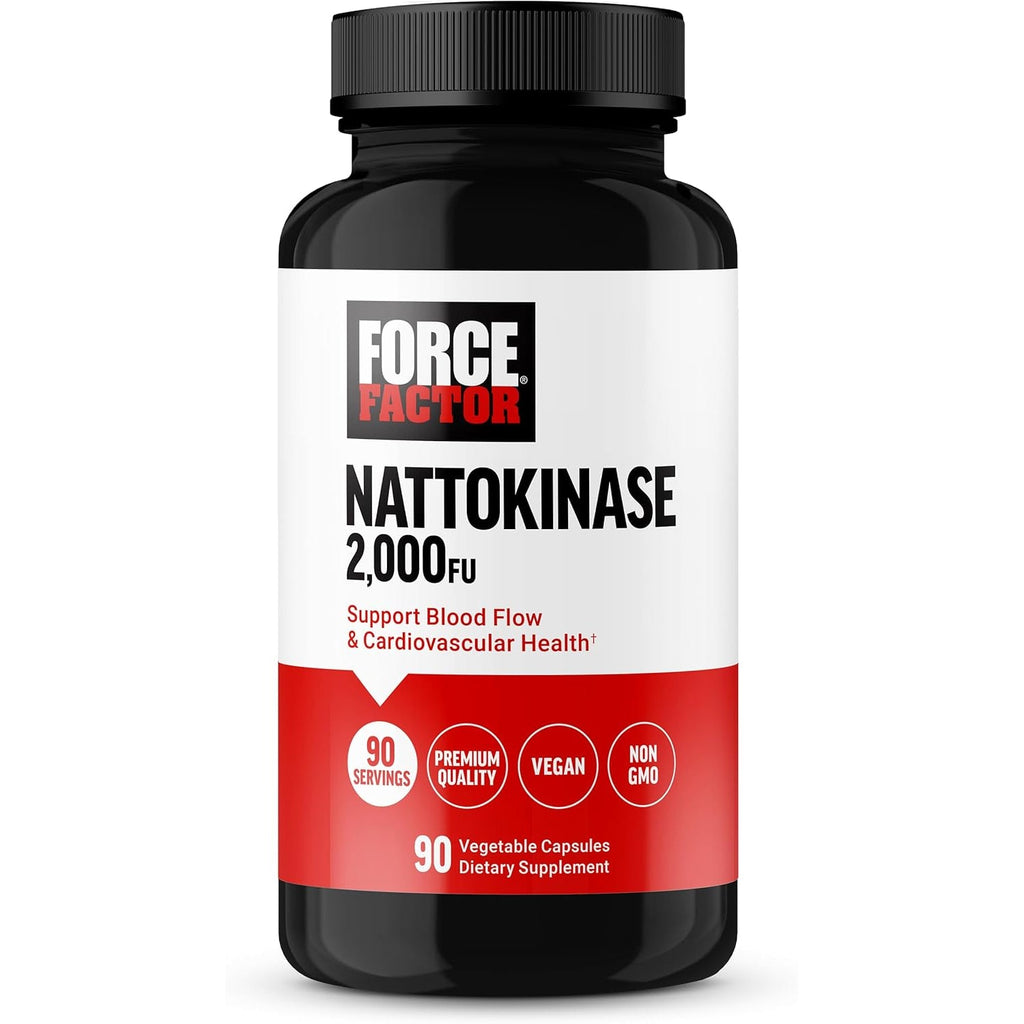 Force Factor Nattokinase 2000 FU, Nattokinase Supplement for Heart Health and Blood Pressure Health, Blood Circulation Pills, Non-Gmo, Vegan, No Gelatin, 90 Vegetable Capsules