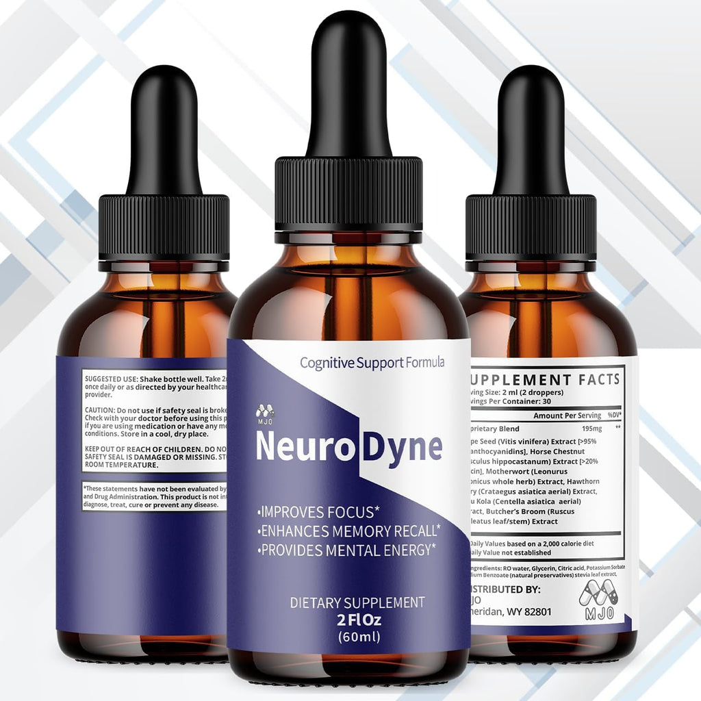 Neurodyne Drops, Official Neurodyne Memory Drops with All Natural Ingredients, Advanced Neuro Dyne Supplement for Joint Health and Nerve Support with Premium Vitamins for Women and Men (30 Servings)
