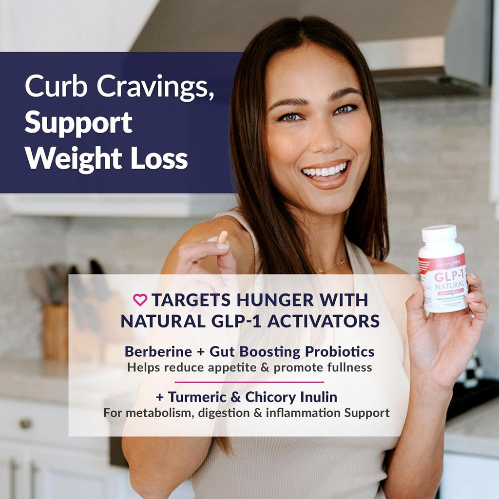 Skinnyfit - GLP-1 Natural Probiotic Supplement (30 Servings) - Weight & Fitness Goals - Cravings, Appetite & Digestion - Berberine & Probiotics - Non GMO, Gluten Free & Dairy Free - Beauty & Body Care