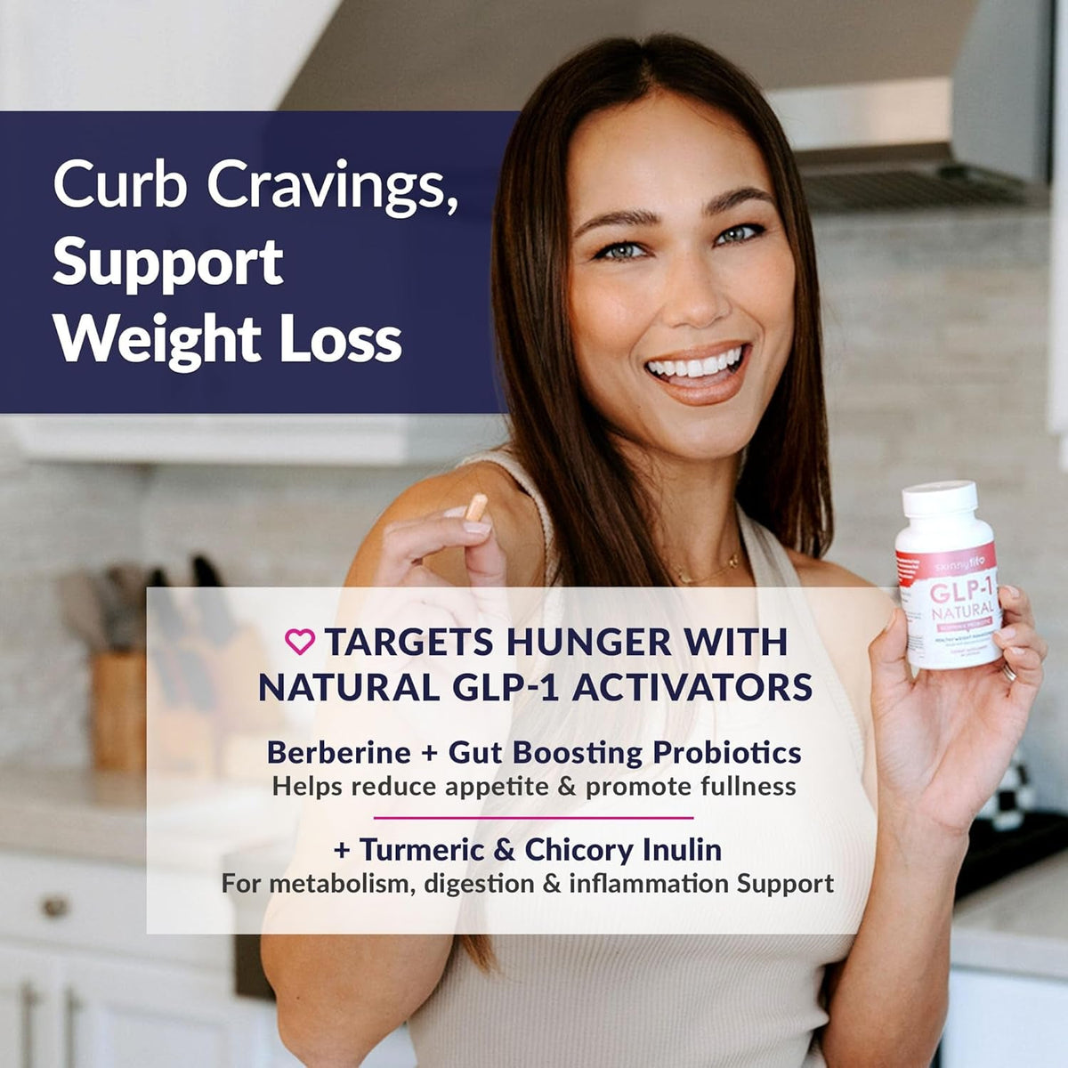 Skinnyfit - GLP-1 Natural Probiotic Supplement (30 Servings) - Weight & Fitness Goals - Cravings, Appetite & Digestion - Berberine & Probiotics - Non GMO, Gluten Free & Dairy Free - Beauty & Body Care