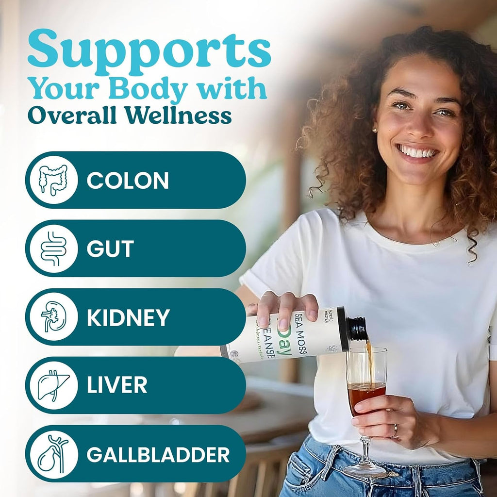 Atlantic Naturals - 1 Day Colon Cleanse Full Body Detox Drink - Sea Moss Supplement for Women & Men, Gut Health, Kidney & Liver Immune Energy Enhancer Gut Cleanse - Lemon Flavor Juice, 8 Fl Oz