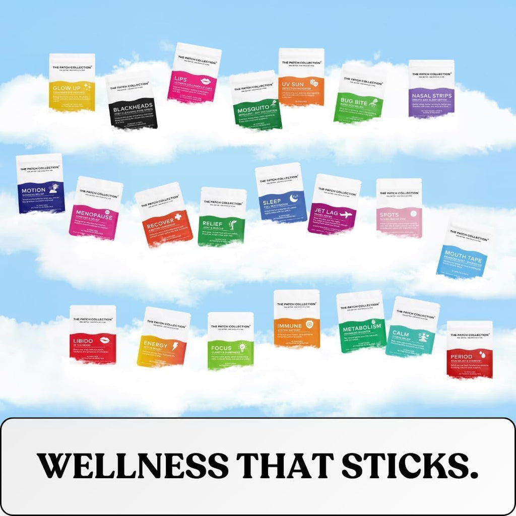 The Patch Collection® - Jet Lag Patch for Day & Night Time Zone Changes | Melatonin, Valerian Root, Passion Flower, Magnesium, Vitamin B1, B2, B3, Turmeric | 100% Natural & Vegan (Pack of 4)