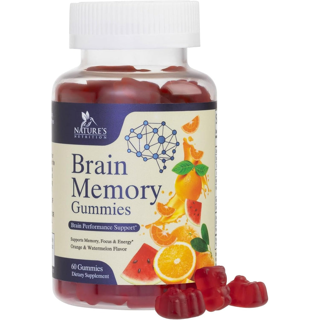 Brain Supplements Gummies - 3X Strength Brain Gummy Vitamin plus Nootropics for Memory, Focus, Concentration - Phosphatidylserine, B6, B12 & Nootropic, Clarity Support Supplement - 60 Gummies