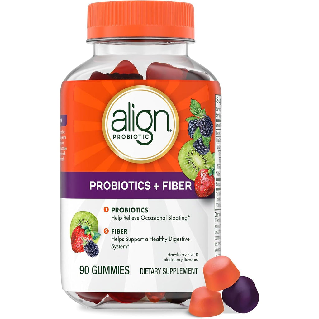 Align Probiotic, Probiotics + Fiber Gummies, Probiotics Help Relieve Occasional Bloating*, Fiber Helps Support a Healthy Digestive System*, #1 Doctor Recommended Probiotic Brand‡, 90 Gummies