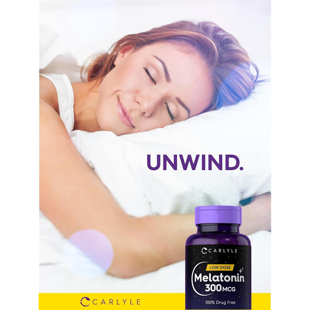 Carlyle Melatonin 300 Mcg | 365 Tablets | Low Dose | Vegetarian, Non-Gmo, Gluten Free