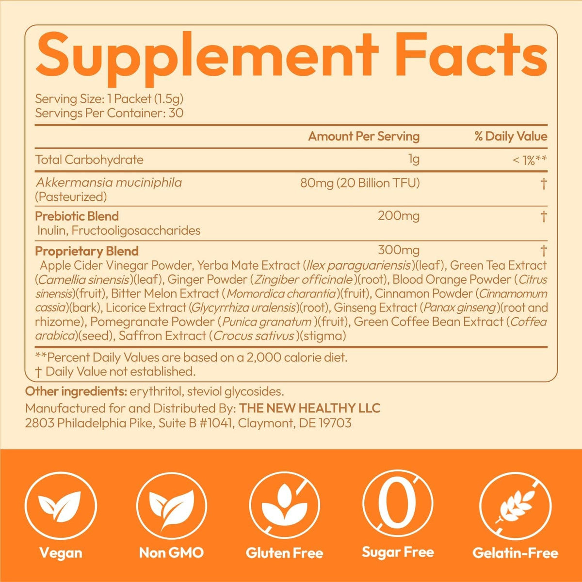 GLP-1 Supplement 15-In-1 Complex,Glp1 for Weight Loss GLP 1 Probiotic Powder for Control Appetite and Cravings,Appetite Suppressant,Metabolism Booster 30 Serving Packets