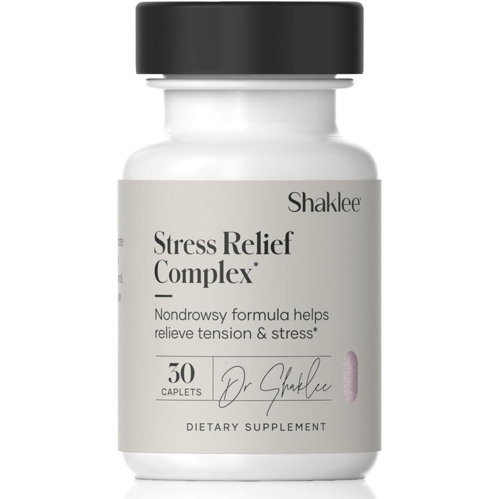 Shaklee - Stress Relief Complex - Calming Blend of L-Theanine, Ashwagandha, Beta-Sitosterol, and L-Tyrosine - Promotes Relaxation without Drowsiness - 1 Caplet Daily - Adults Supplement - 30 Caplets